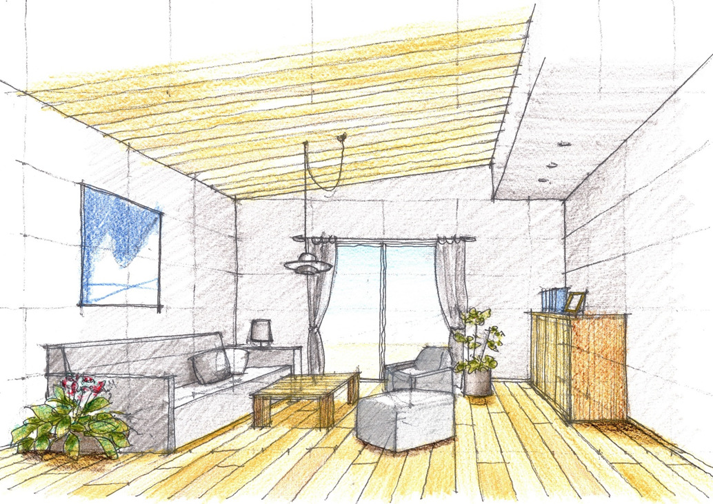 住宅のインテリアパースを手描きで一から描いてみよう！